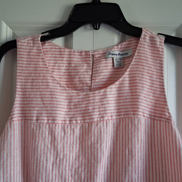 Tommy Bahama Sleeveless Pink & White Stripe Shift Dress Women's Size XL - Picture 3 of 11